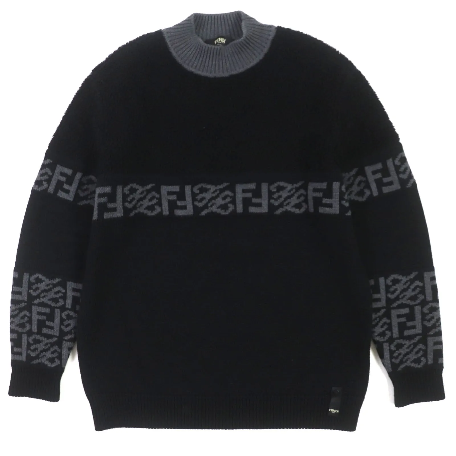 Fendi FF Logo Wool Knit Sweater Black