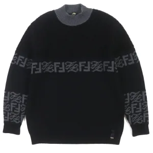 Fendi FF Logo Wool Knit Sweater Black