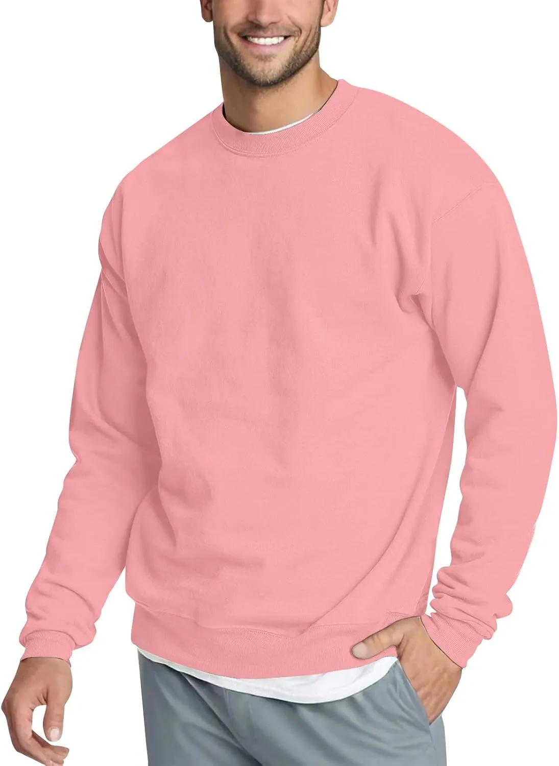 Fleece Crewneck Sweatshirt for Men Long Sleeve Fall Pullover