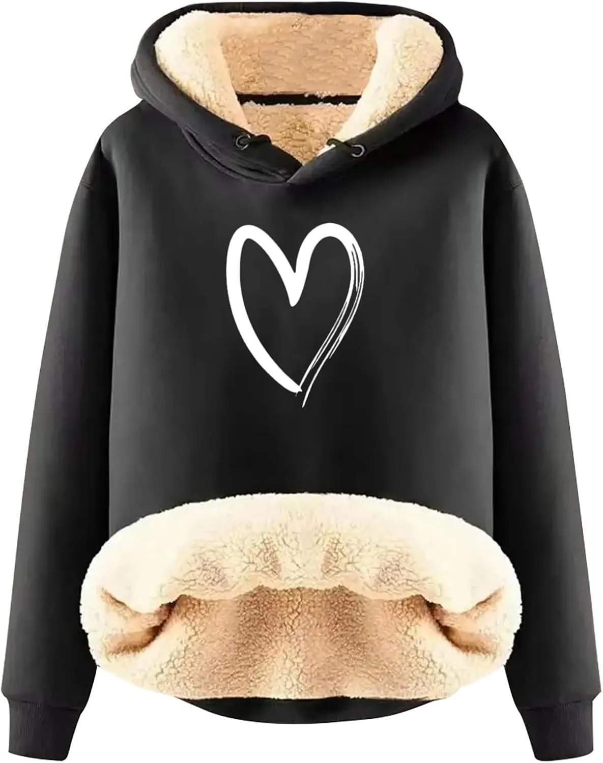 Fleece Hoodies for Women Pullover Trendy Winter Warm Sherpa Lined Pullover Hooded Fuzzy Sweatshirts Clothes