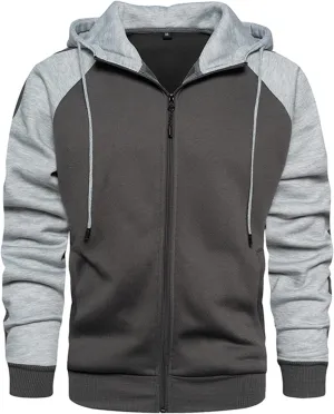 Fleece Lined Hoodie For Mens Casual Camouflage Sports Sweatshirt Long Sleeve Zipper Hooded Jacket Coat
