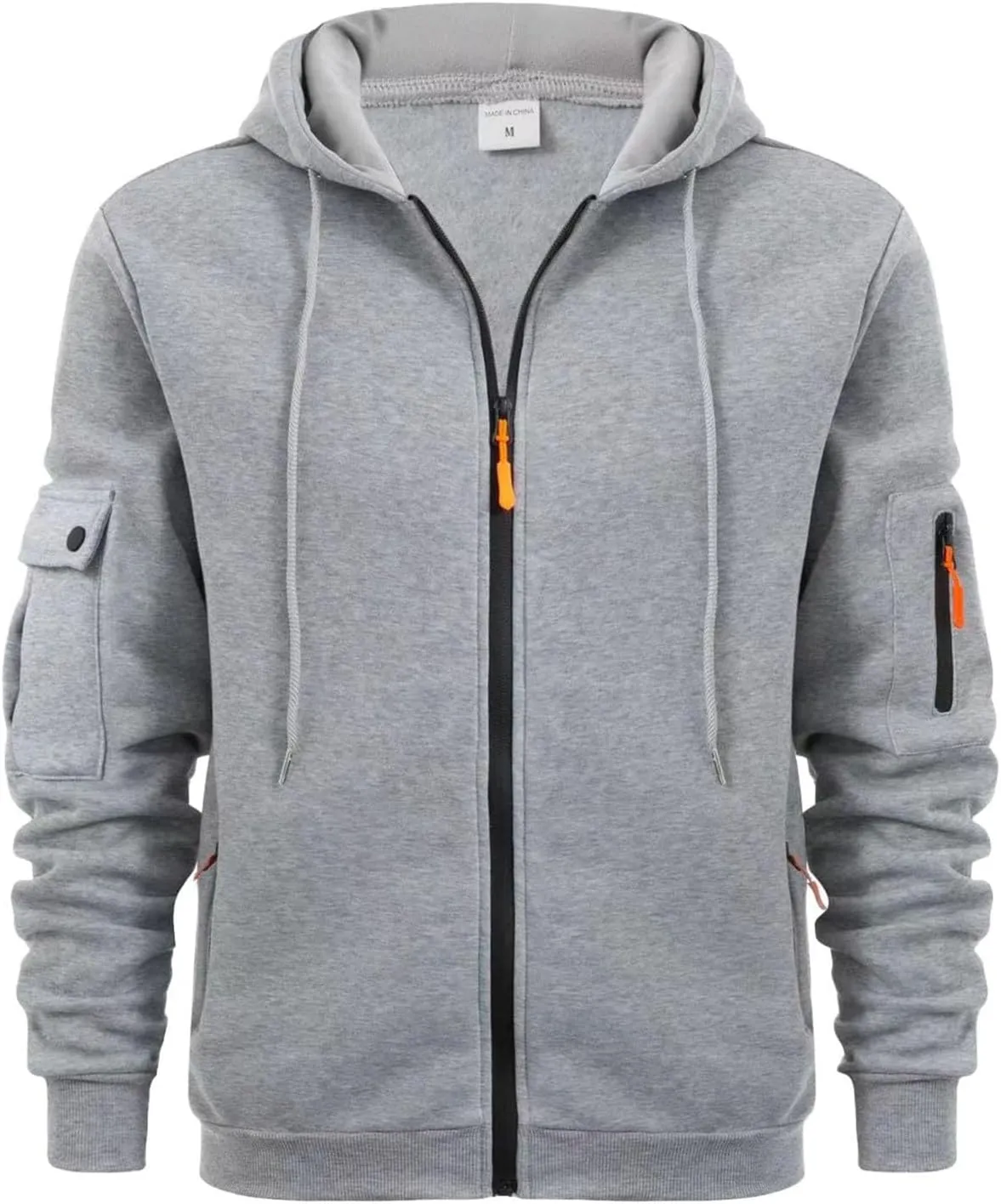 Fleece Zip Up Hoodie Fall Winter Casual Hooded Sweatshirt Long Sleeve Drawstring Fashion Sweatshirts with Arm Pockets