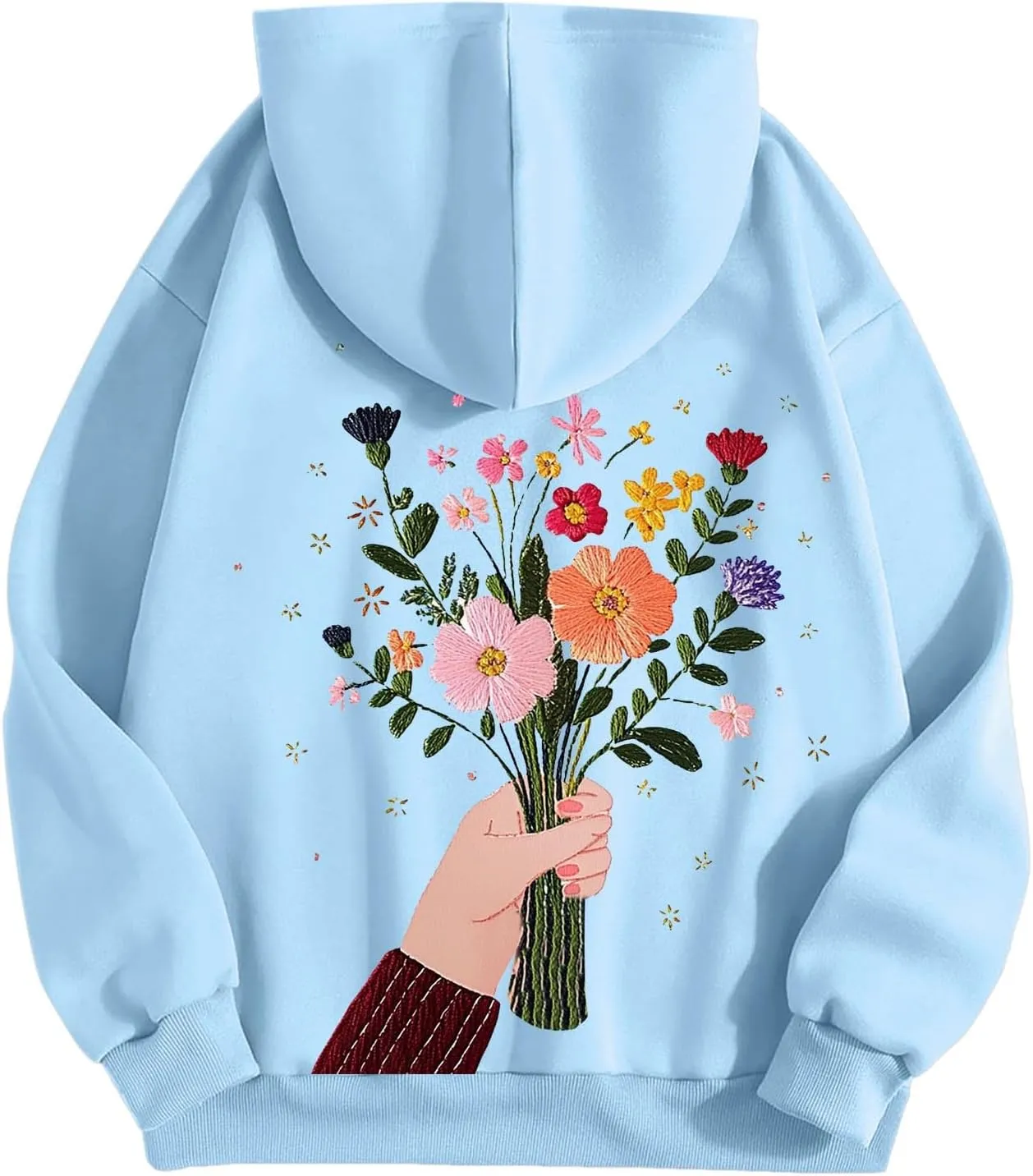 Floral Graphic Hoodies for Women Novelty Floral Flower Print Sweatshirts for Teen Girls Y2k Sweatshirt With Pockets