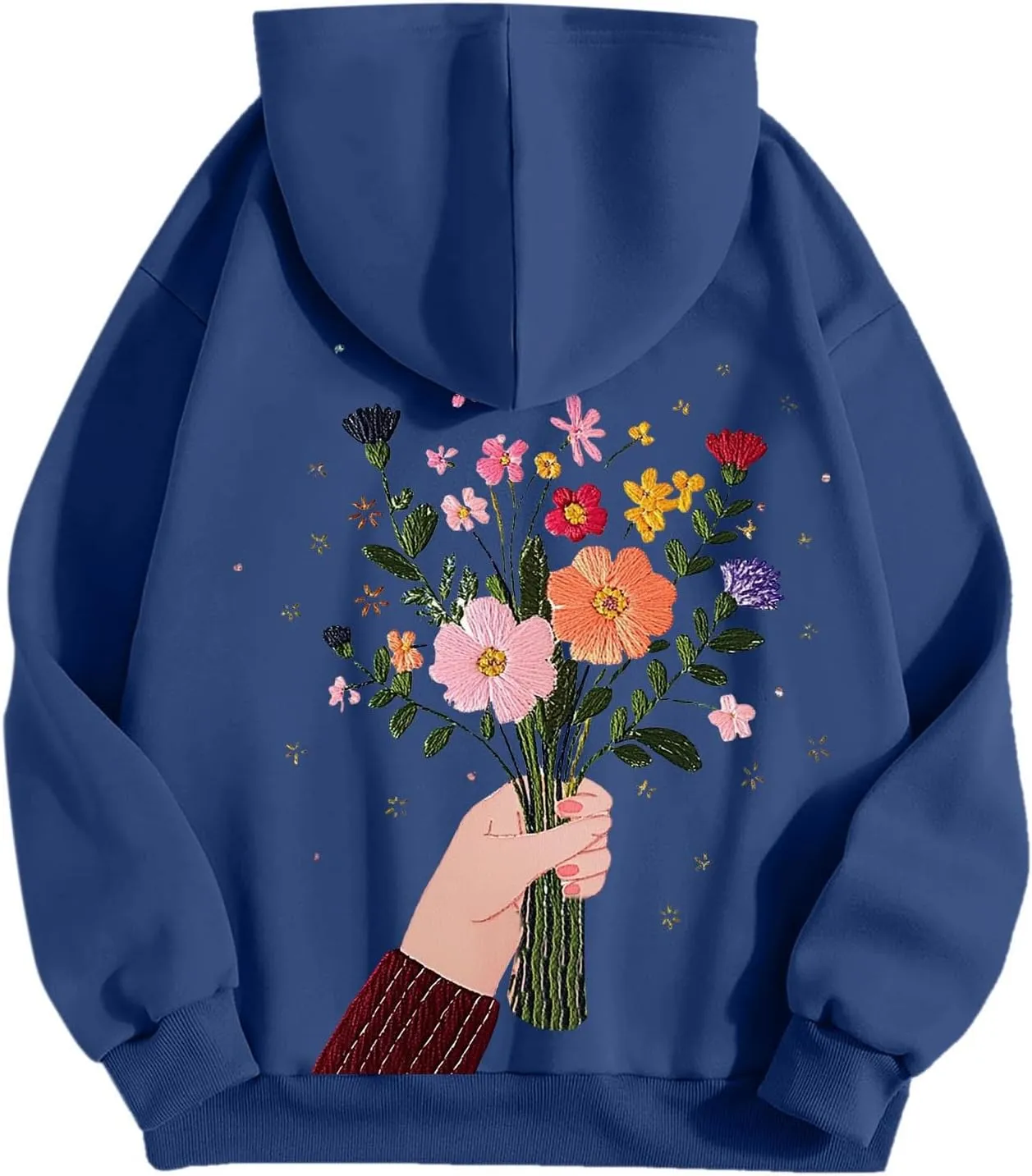 Floral Graphic Hoodies for Women Novelty Floral Flower Print Sweatshirts for Teen Girls Y2k Sweatshirt With Pockets