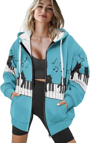 Forchrinse Black Bat Womens Zip Up Sweatshirts Gothic Y2K Hoodie Causal Long Sleeve Oversized Sweatshirts Loose Track Jackets