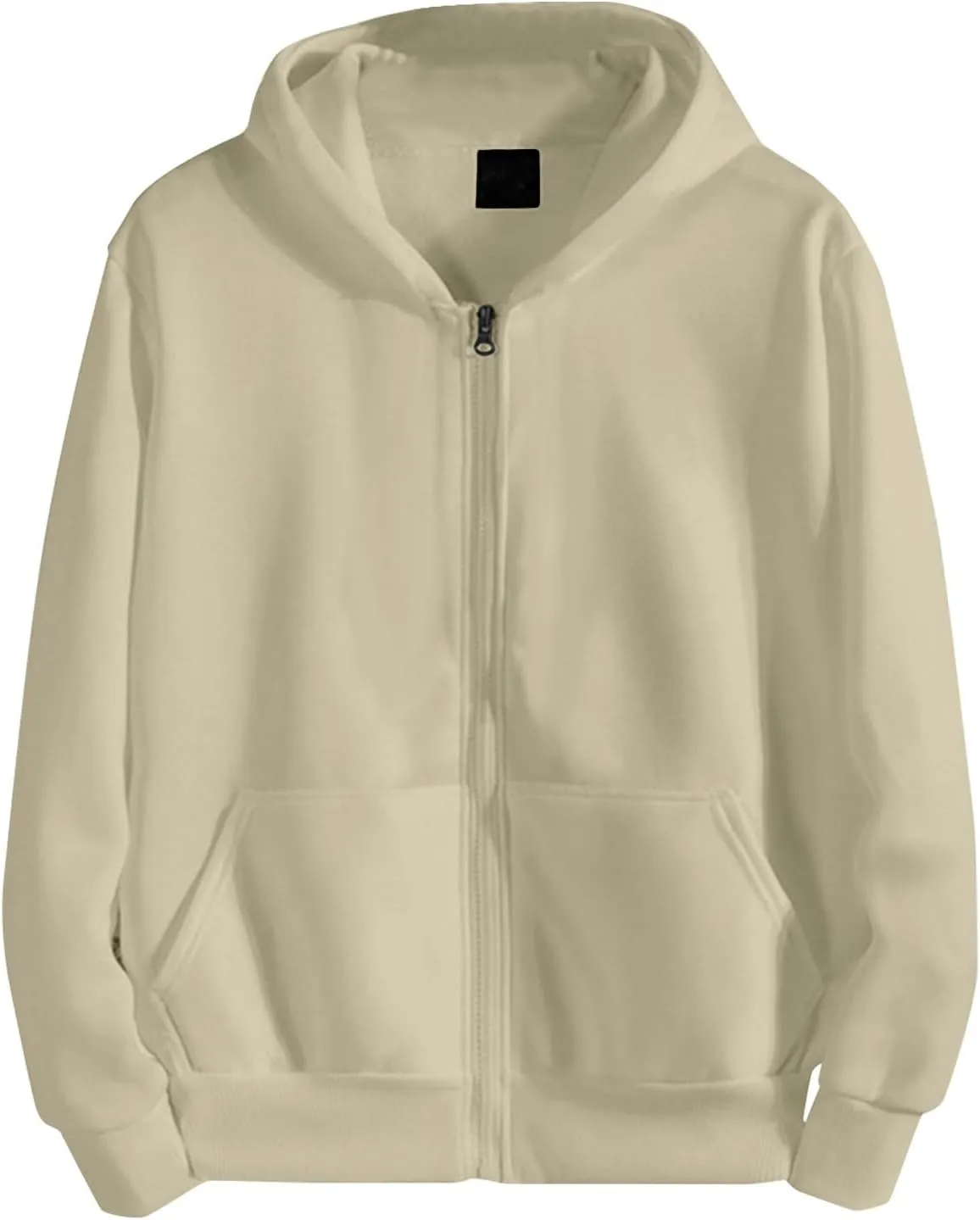 Full Zipper Hoodies For Men, Men'S Lightweight Fashion Lapel Solid Color Long Sleeve Lambswool Casual Hundred Long Coat