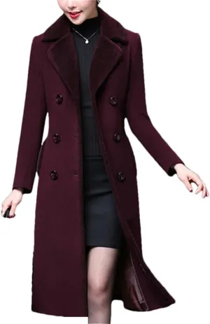 Haitpant Women Autumn Winter Wool Blends Coat Mother Thicken Cashmere Lapel Collar Long Jacket Slim Outerwear