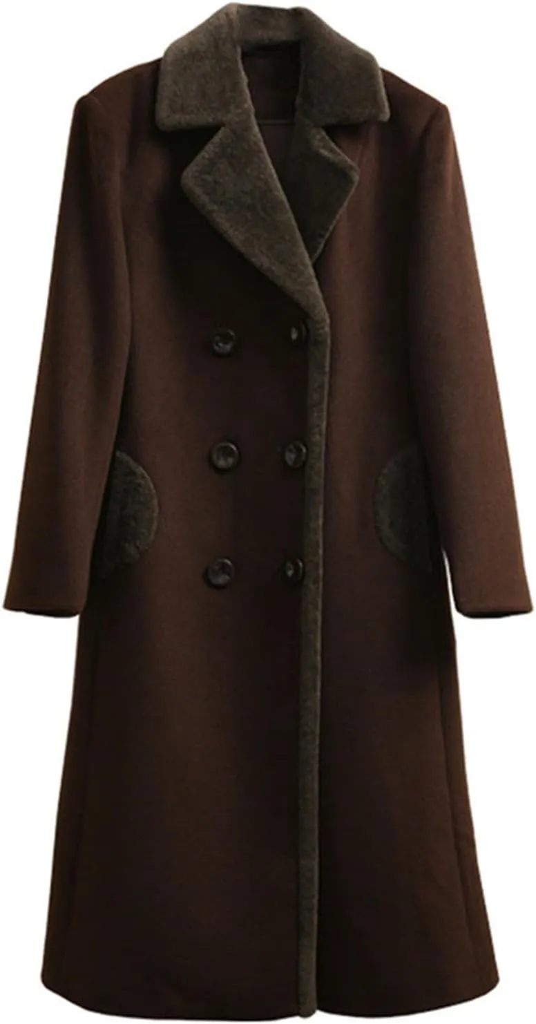 Haitpant Women Autumn Winter Wool Blends Coat Mother Thicken Cashmere Lapel Collar Long Jacket Slim Outerwear