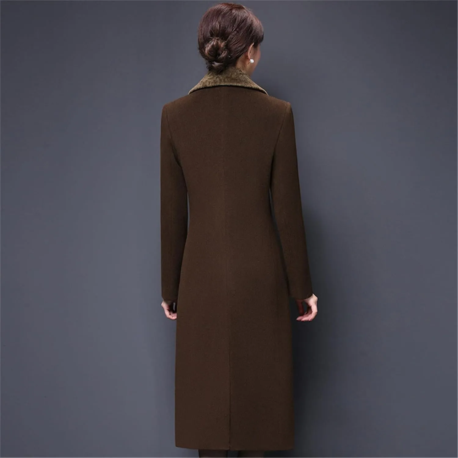 Haitpant Women Autumn Winter Wool Blends Coat Mother Thicken Cashmere Lapel Collar Long Jacket Slim Outerwear