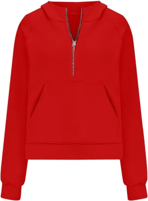Half Zip Sweatshirts Cropped Hoodies Fleece Jackets Womens Quarter Zip Up Pullover Fall Casual Hoodie