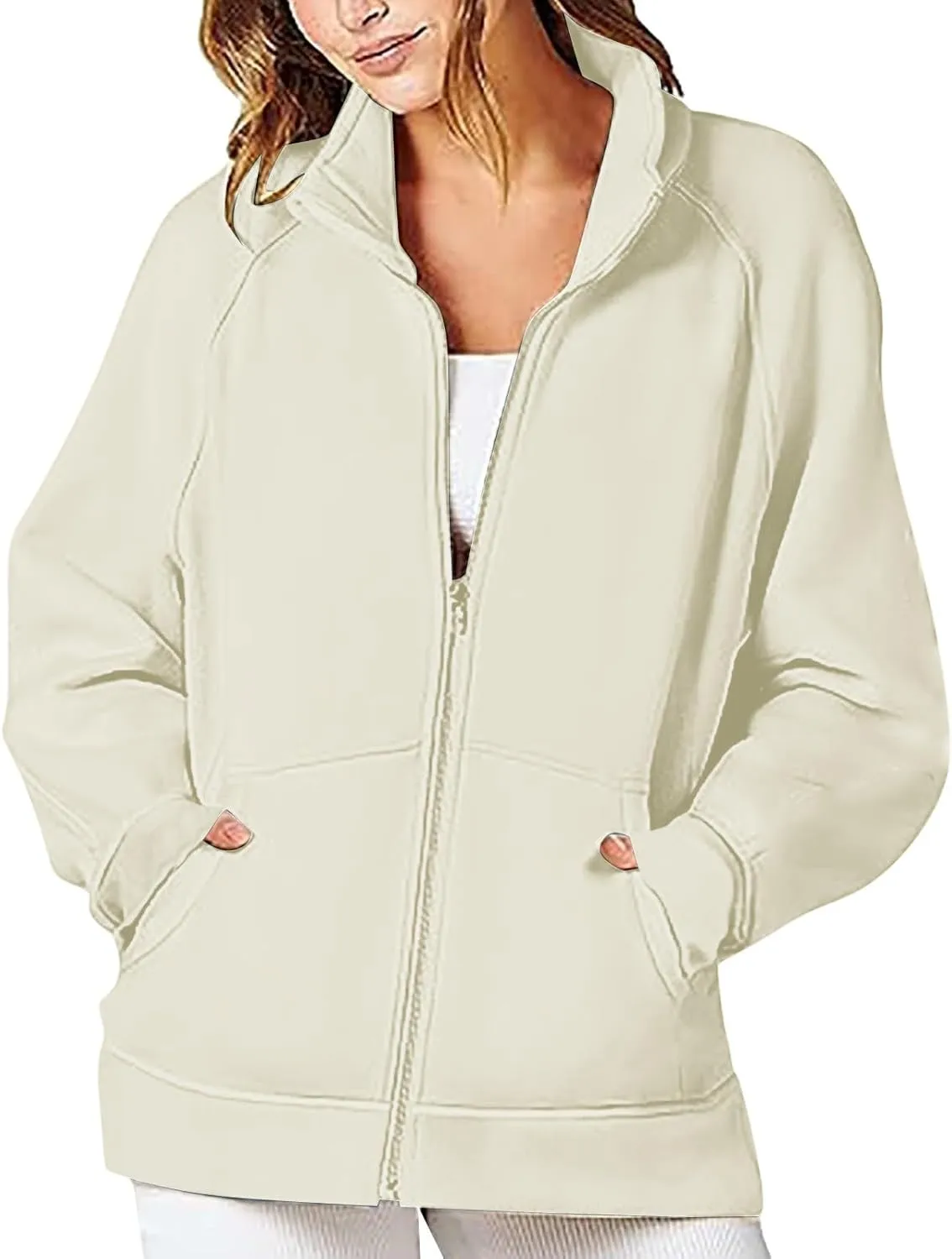 Half Zip Sweatshirts Fleece Jackets Cropped Hoodies Womens Quarter Zip Up Pullover Fall Outfits