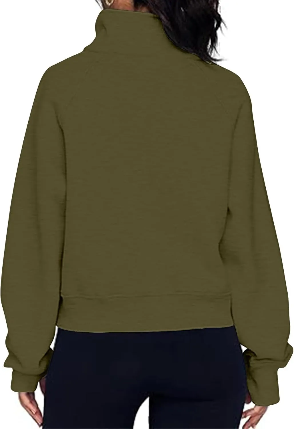 Half Zip Sweatshirts for Women Cropped Fleece Pullover Tops Thumb Hole Long Sleeve Hoodies Winter Clothes Sweaters