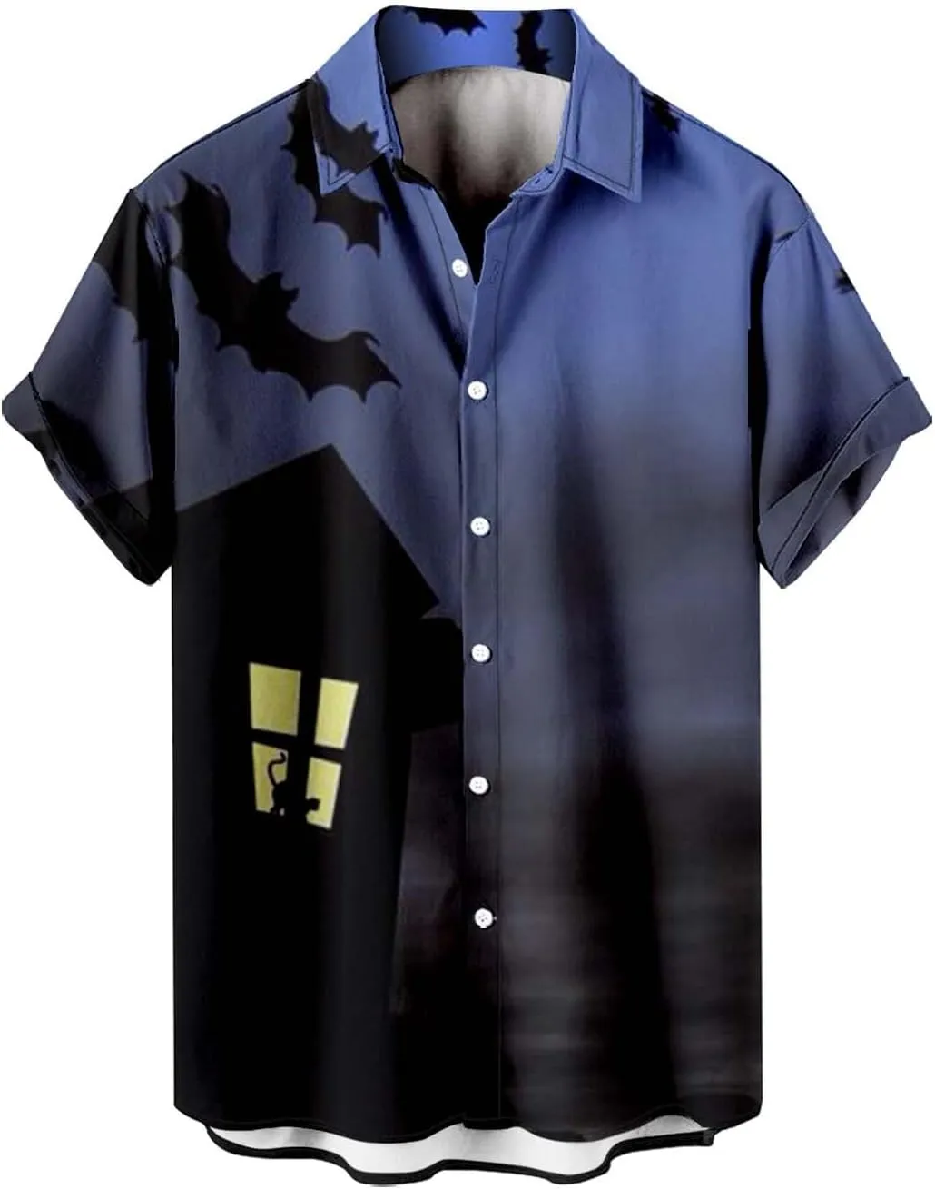 Halloween Shirts for Men Pumpkins Men's Hawaiian Shirt Button Down Short Sleeves Trendy Regular Fit Festival Shirts