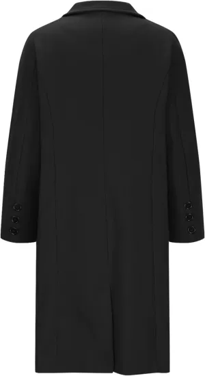 hlysgo Women's Notch Lapel Peacoat Single Breasted Wool Blend Mid Long Trench Coat Long Sleeve Business Casual Overcoat