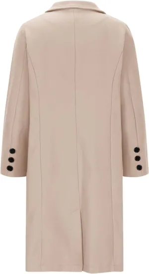 hlysgo Women's Notch Lapel Peacoat Single Breasted Wool Blend Mid Long Trench Coat Long Sleeve Business Casual Overcoat