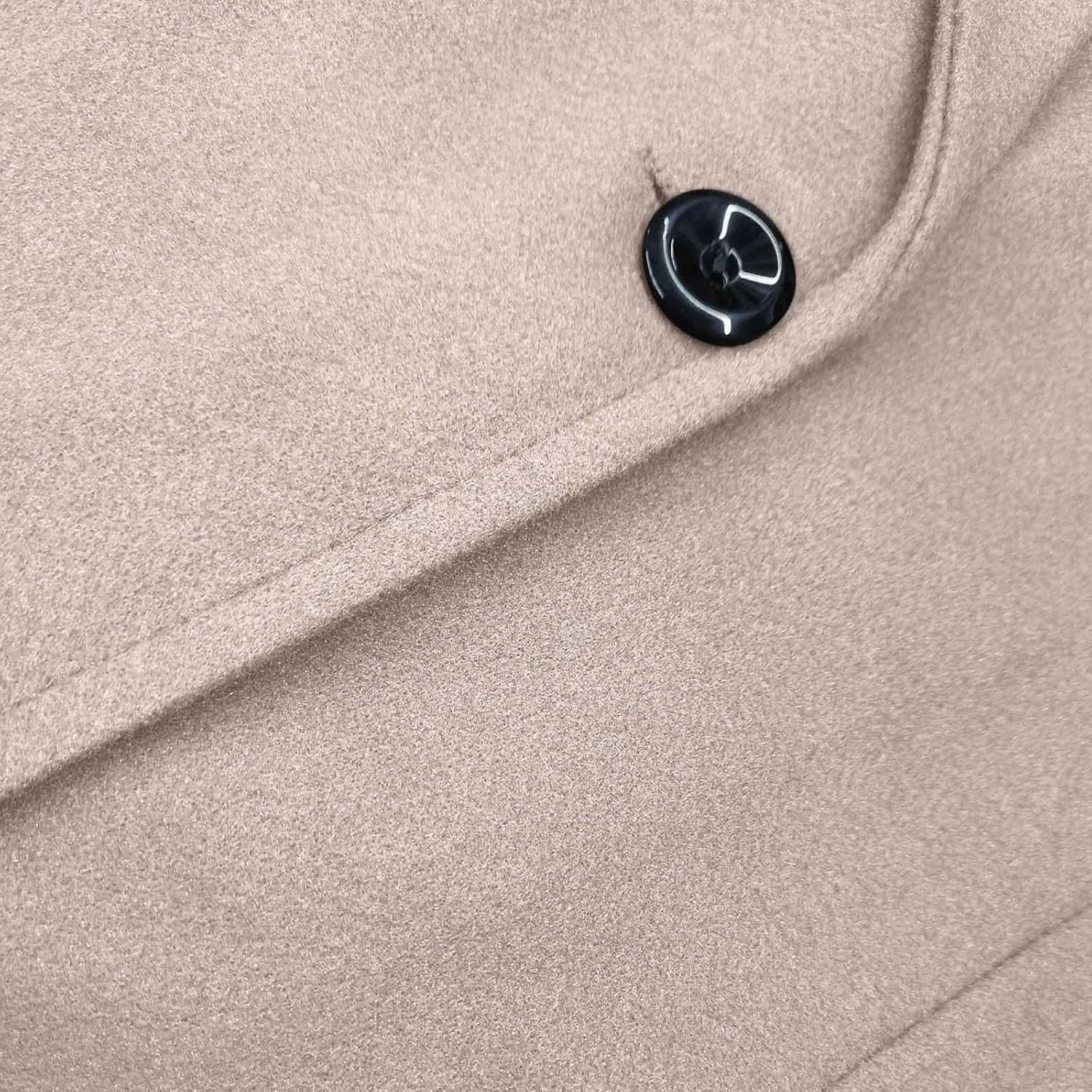 hlysgo Women's Winter Coat Single Breasted Wool Blend Peacoat Long Sleeve Notch Lapel Mid-Long Trench Coat Jacket Outwear