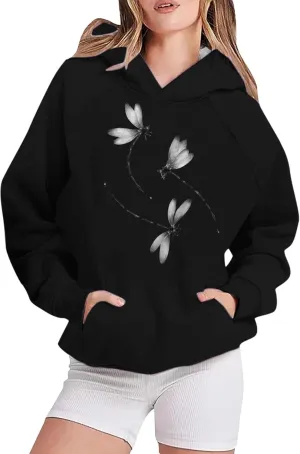Hoodies & Sweatshirts for Women Oversized Graphic Track Shirts with Pockets Fashion Loose Fit Hooded Pullover Tops