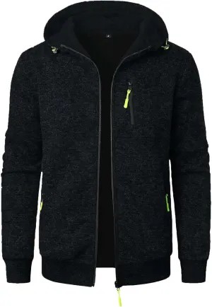 Hoodies For Men Fleece Warm Zipper Casual Sportwear Jackets Loose Open Front Long Sleeve Thin Winter Coat With Pocket