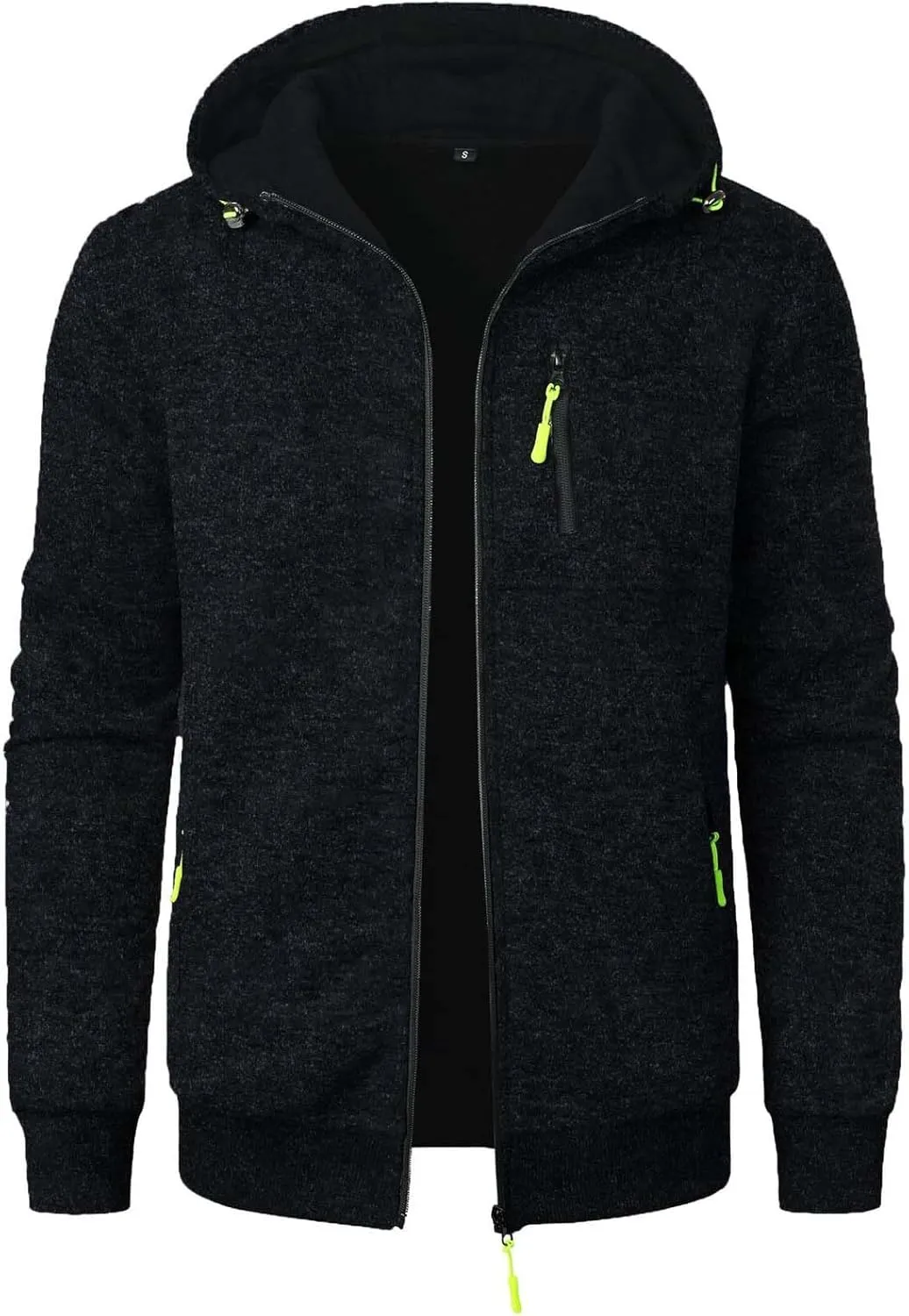 Hoodies For Men Fleece Warm Zipper Casual Sportwear Jackets Loose Open Front Long Sleeve Thin Winter Coat With Pocket