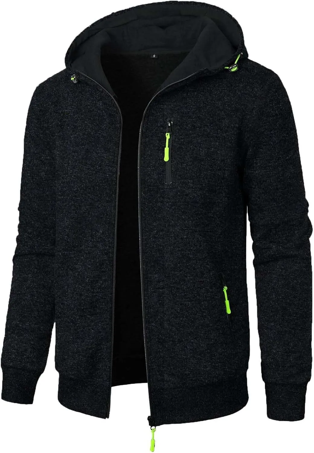 Hoodies For Men Fleece Warm Zipper Casual Sportwear Jackets Loose Open Front Long Sleeve Thin Winter Coat With Pocket