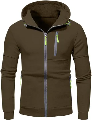 Hoodies for Men Full Zip Lightweight Sweatshirt Winter Fashion Hooded Casual Sports Tops with Pockets