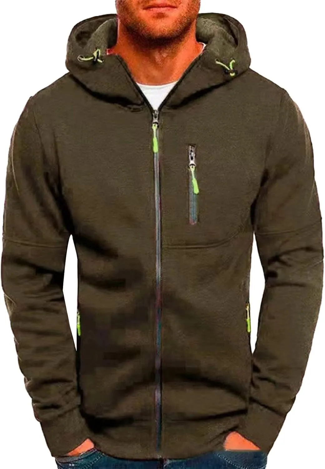 Hoodies for Men Full Zip Lightweight Sweatshirt Winter Fashion Hooded Casual Sports Tops with Pockets