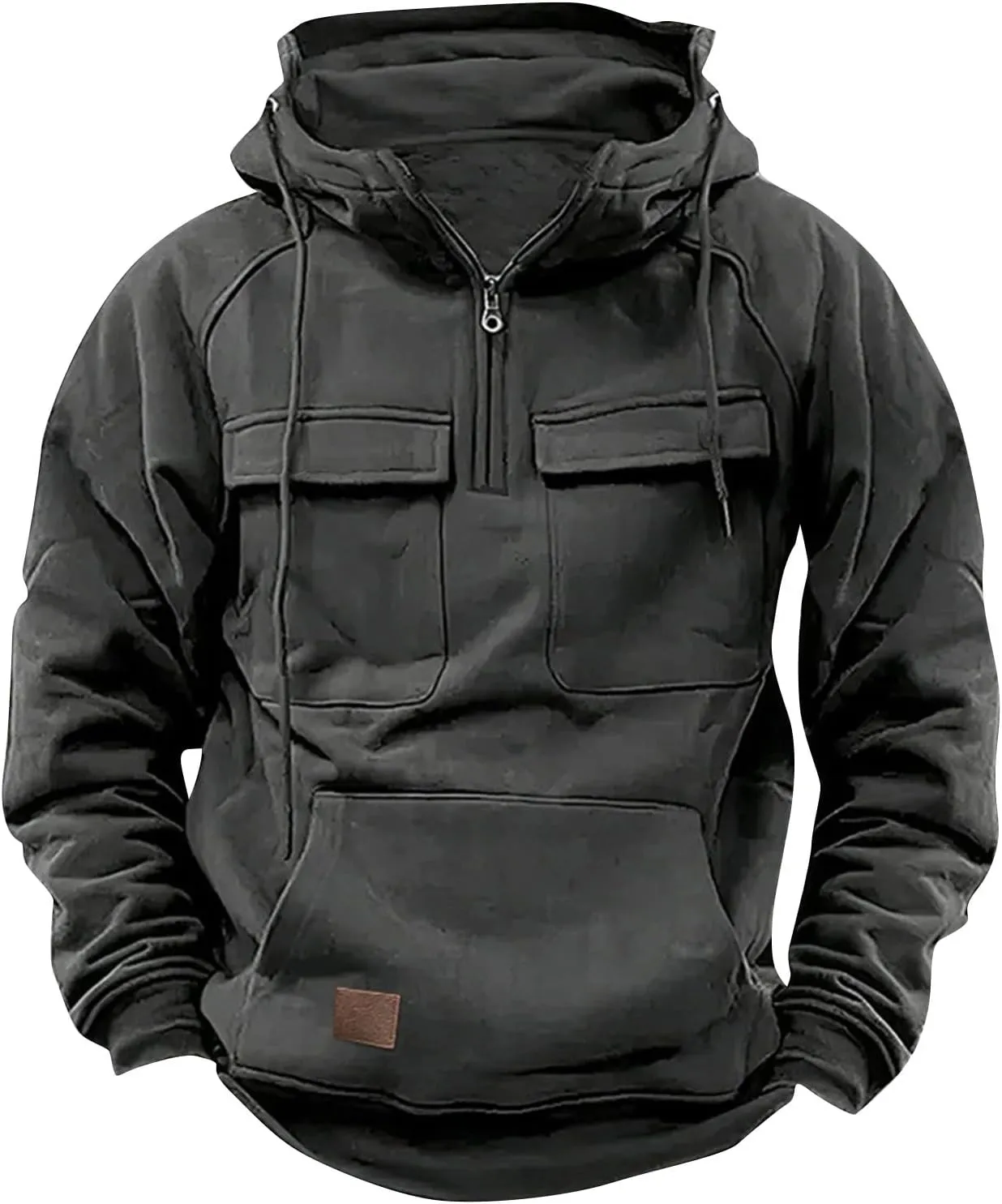 Hoodies for Men Long Sleeve 1/4 Zip Fashion Pullover Athletic Tactical Workout Jacket Fit Sweatshirts with Pockets