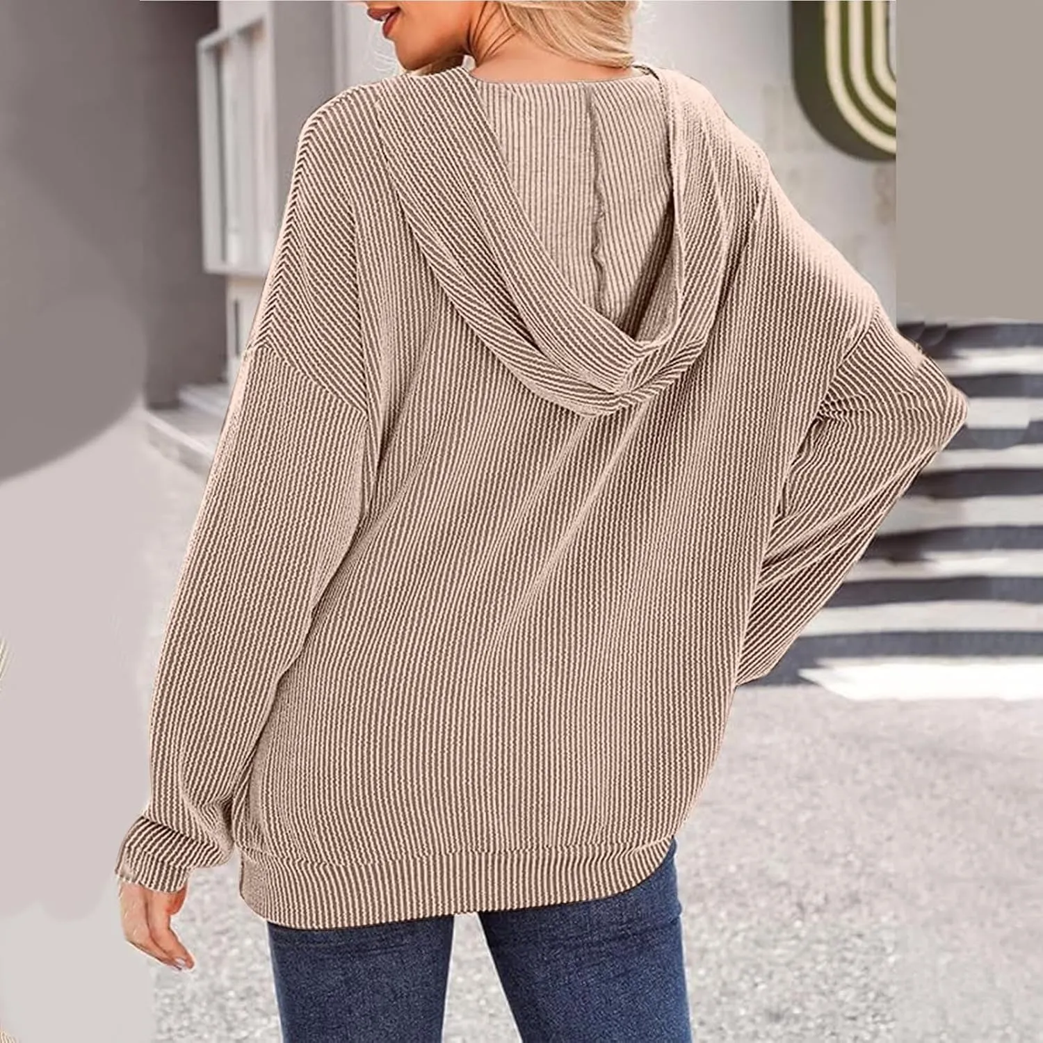 Hoodies for Women Solid Color Fall Fashion Hooded Tops With Pockets Long Sleeves Loose Fit 2024 Casual Pullover Top