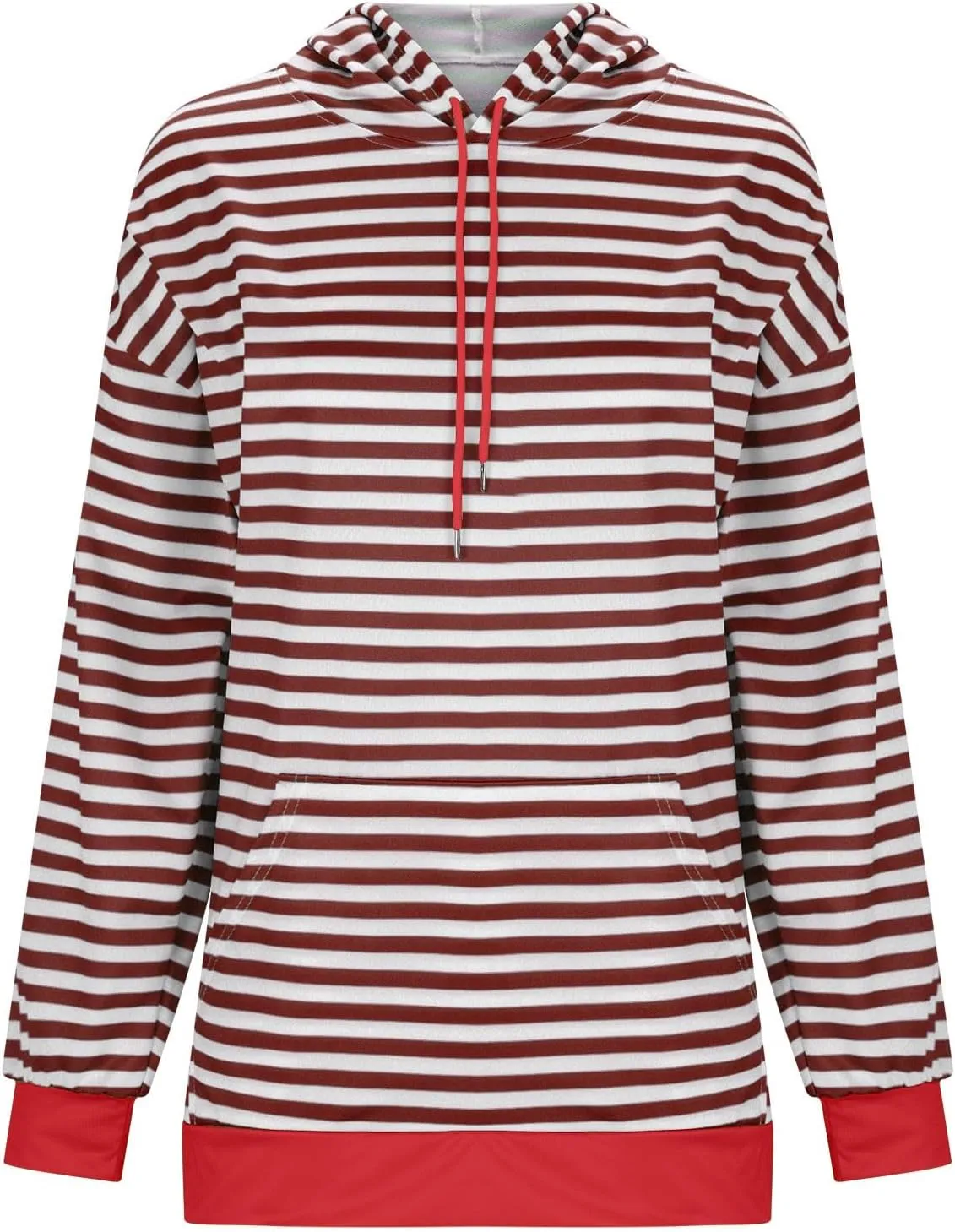 Hoodies for Women Striped Color Block Oversized Sweatshirt Drwastring Long Sleeve Fashion Pullover Sweater With Pocket