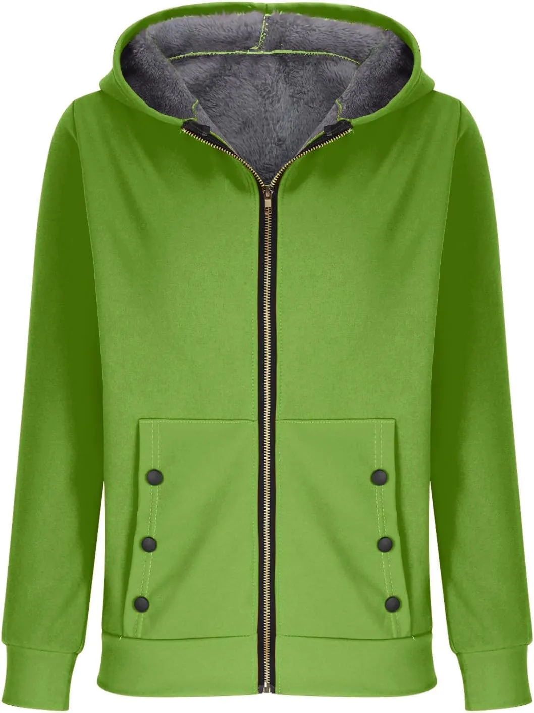 Hoodies for Women Winter Warm Fleece Sweatshirt Full Zip Up Thick Sherpa Lined Hooded Jackets Slim Fit Solid Jacket
