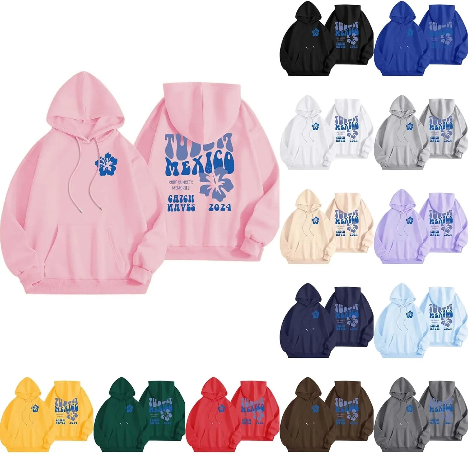 Hoodies Sweatshirt for Women Graphic Trendy Cute Y2K Clothes Girls Pullover Oversized Pink Palm Puff Preppy Hoodies