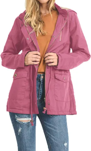 J. LOVNY Womens Zip Up Utility Anorak Safari Jacket Parka (S-3XL)