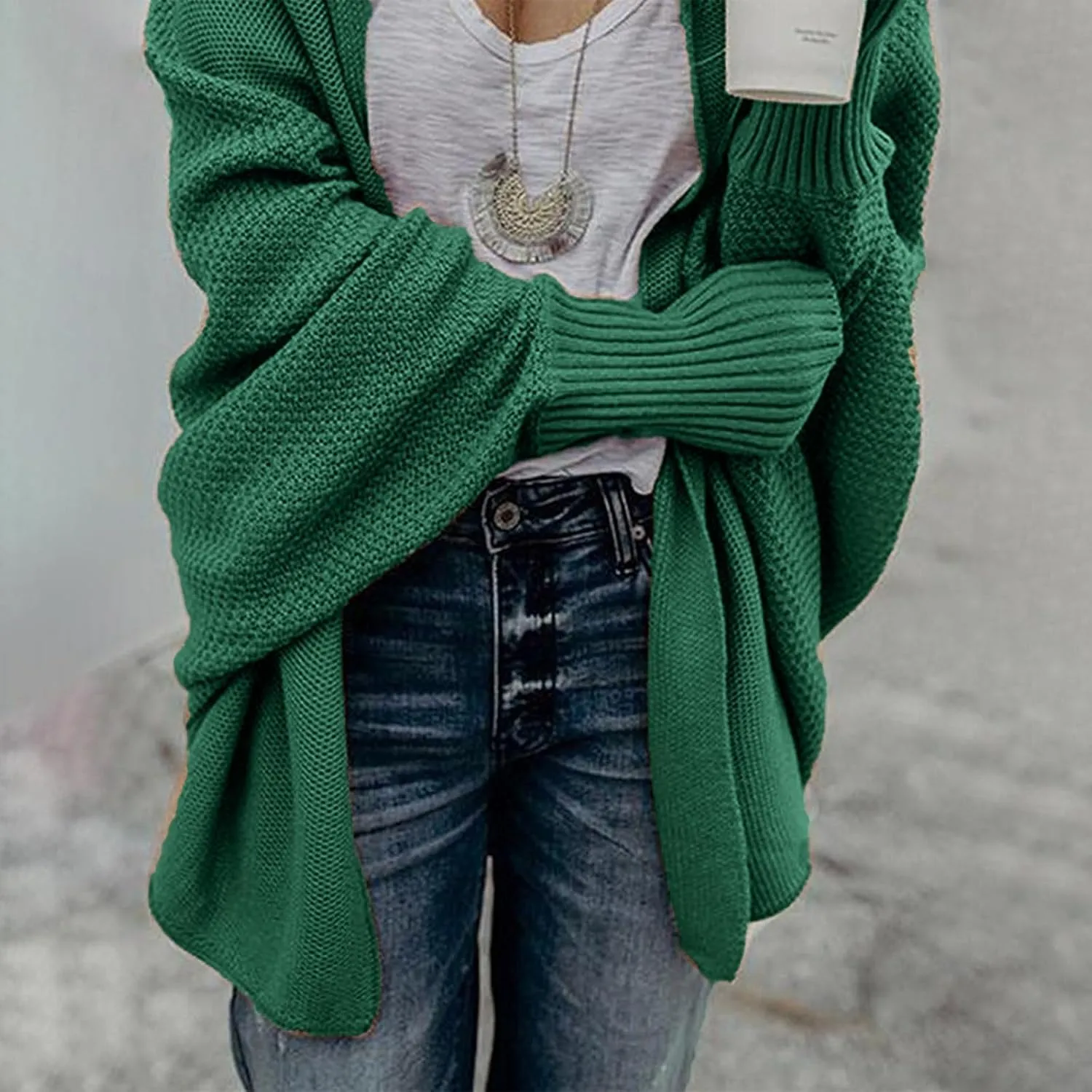 JOAU Cardigan for Women Dressy Casual Open Front Long Batwing Sleeve Knitted Sweater Chunky Outwear Fall Winter Coat Top