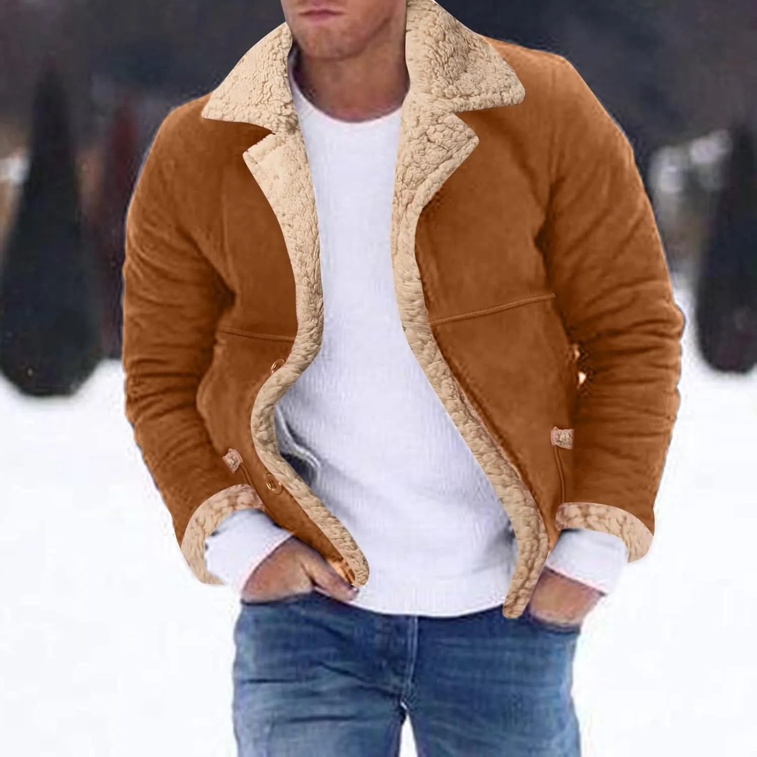 LCMTWX Men's Winter Thickened Warm Coats Stand Collar Knitted Splice Sweater Coat Casual Cardigan Stylish Outwear Mens