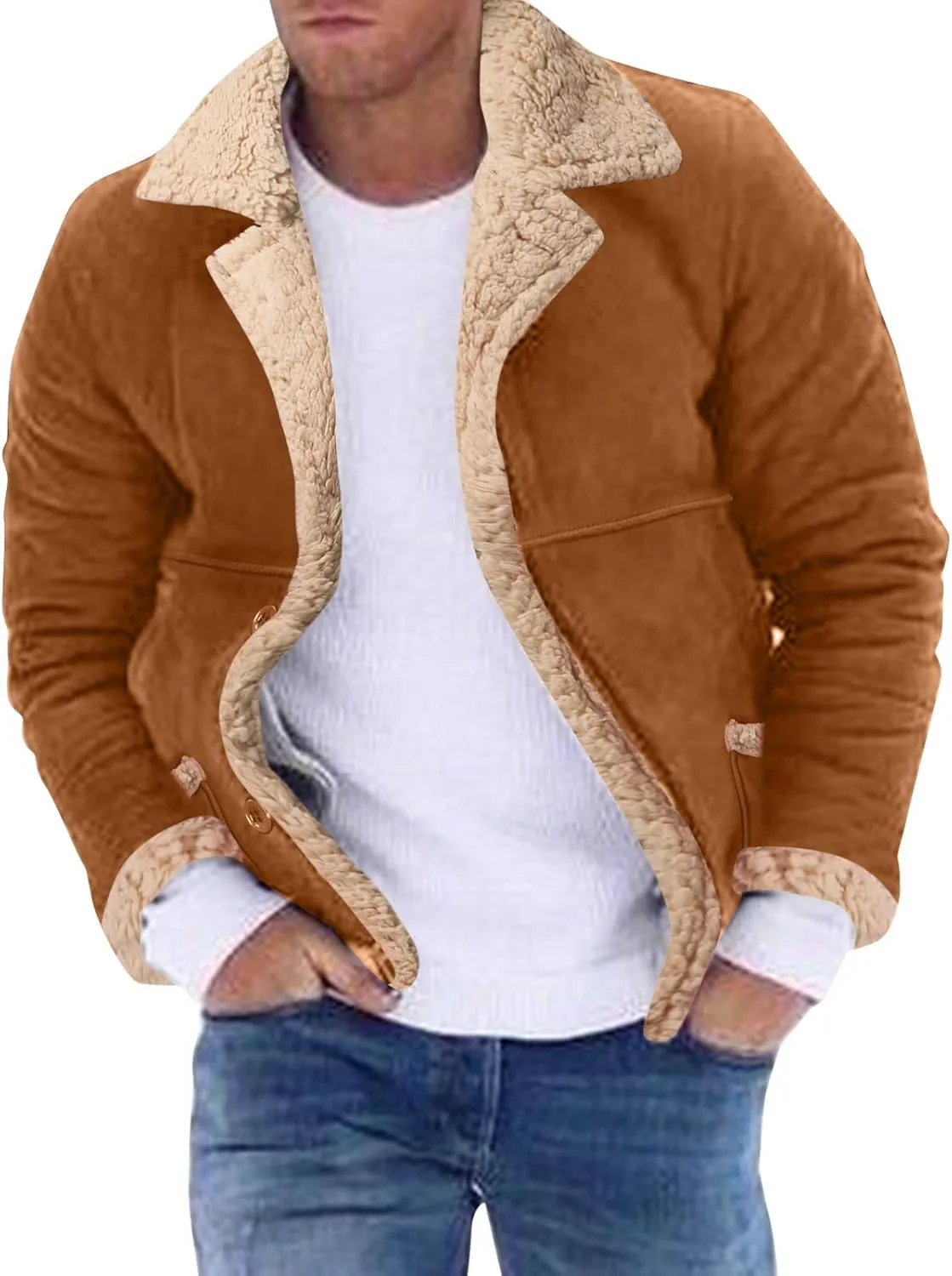 LCMTWX Men's Winter Thickened Warm Coats Stand Collar Knitted Splice Sweater Coat Casual Cardigan Stylish Outwear Mens