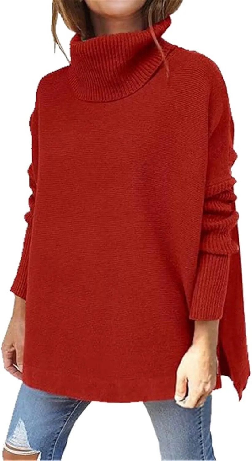 LCMTWX Sweaters for Women Batwing Sleeve Loose Oversized Sweaters Chunky Knitted Pullover Sweaters Fall Sweaters Round