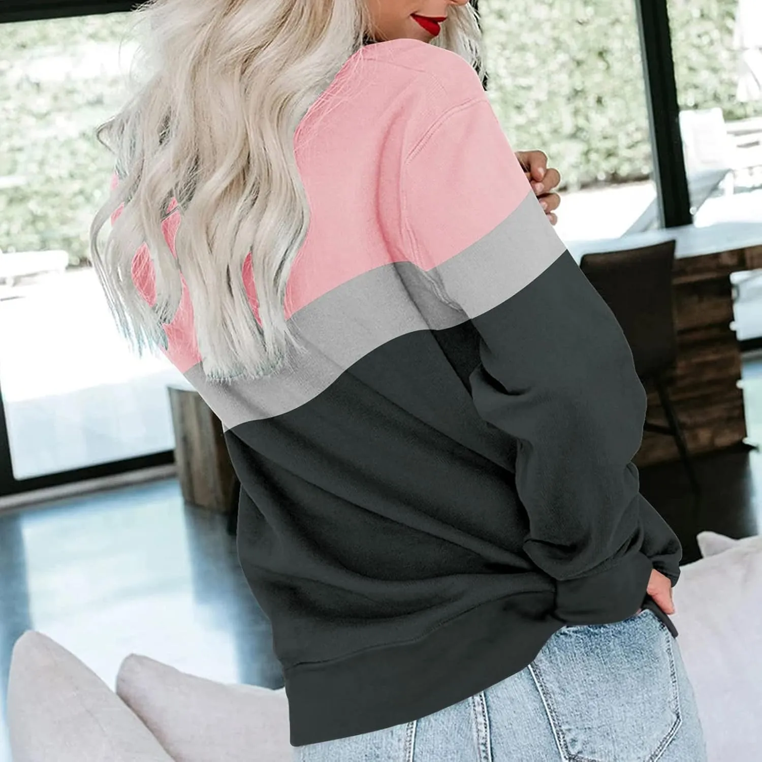 LCMTWX Womens Oversized Sweatshirts Long Sleeve Top Cute Pullover Loose Version Pullover Loose Soft Long Sleeve Pullover