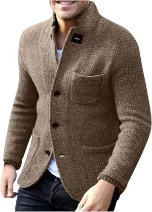 Lightweight Cardigans for Men Button Down Knit Sweater Loose Fit Lapel Shirt Sweaters Coat Long Sleeve Shirts Trendy