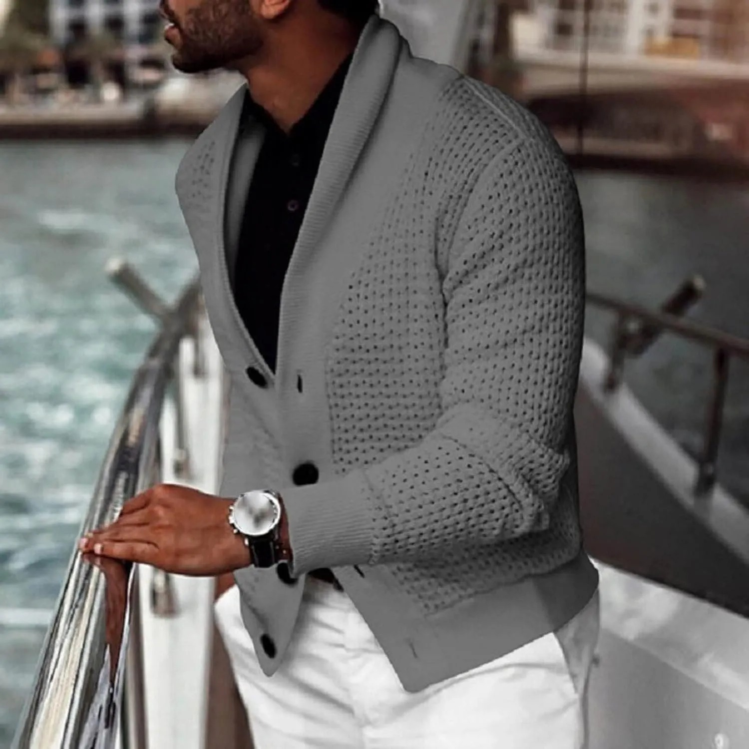 Lightweight Sweaters for Men Eyelet Sweater Casual Knit Sweaters Big and Tall Cardigan Slim Fit Button Down Sweaters