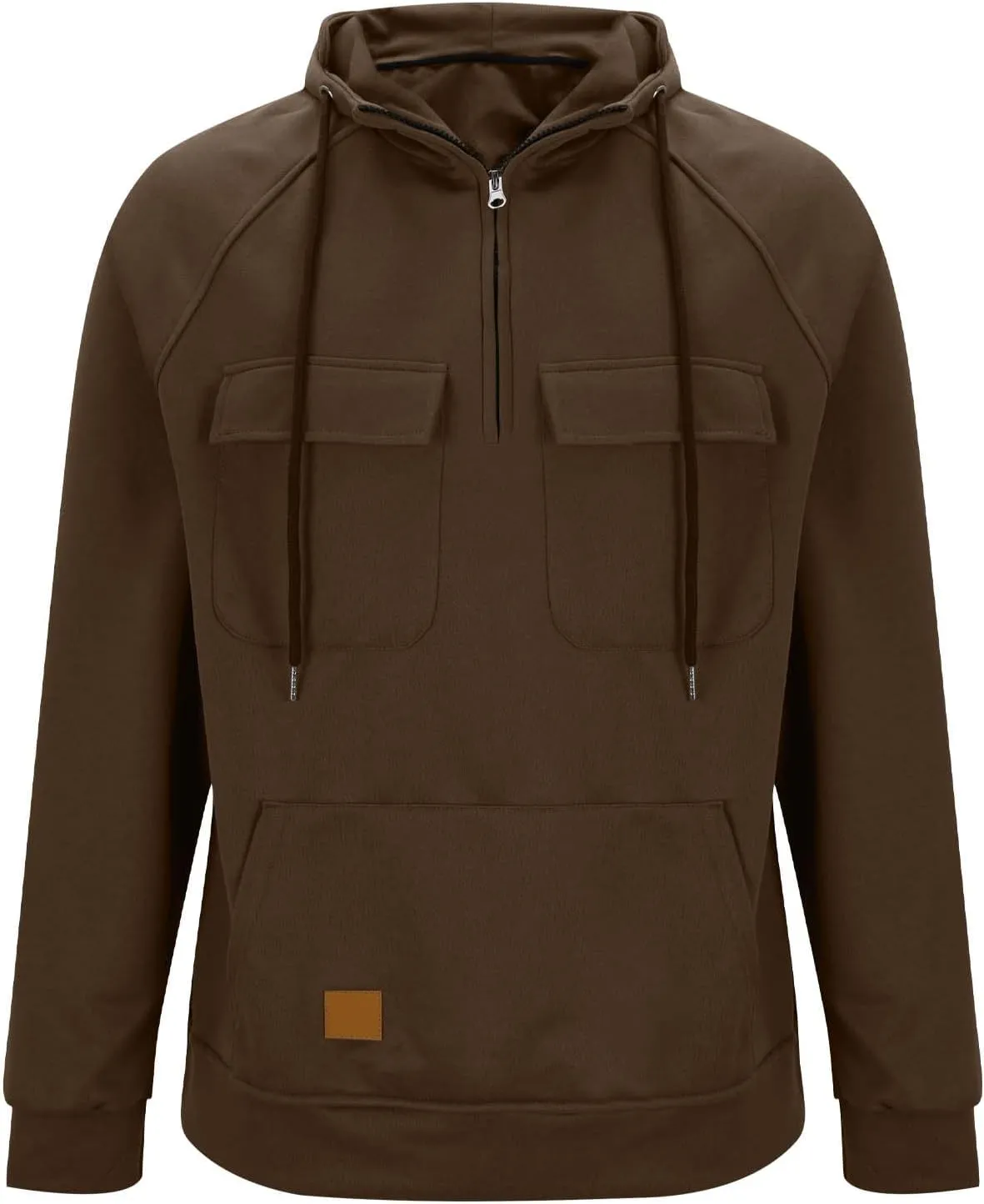Lmdudan Mens Quarter Zip Pullover Hoodies with Cargo Pockets Tactical Hooded Sweatshirt Vintage Jacket Coats 2024 Fall Winter