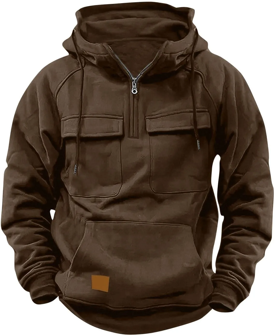 Lmdudan Mens Quarter Zip Pullover Hoodies with Cargo Pockets Tactical Hooded Sweatshirt Vintage Jacket Coats 2024 Fall Winter