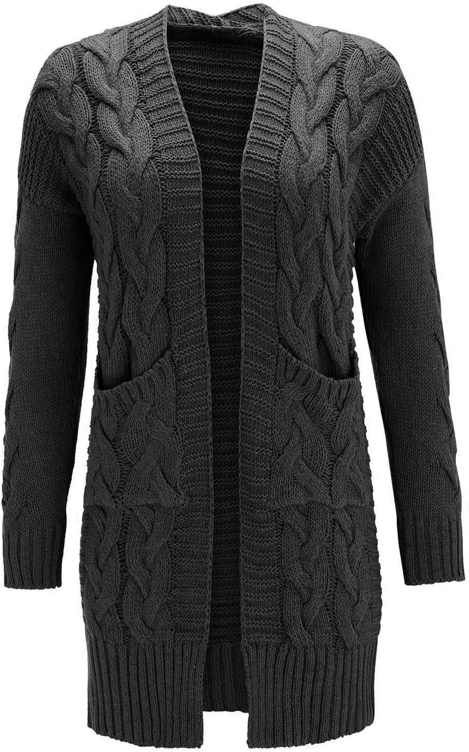 Long Cardigan Sweaters for Women Trendy Chunky Cable Knit Cardigans Open Front Long Sleeve Sweater Coat Outerwear