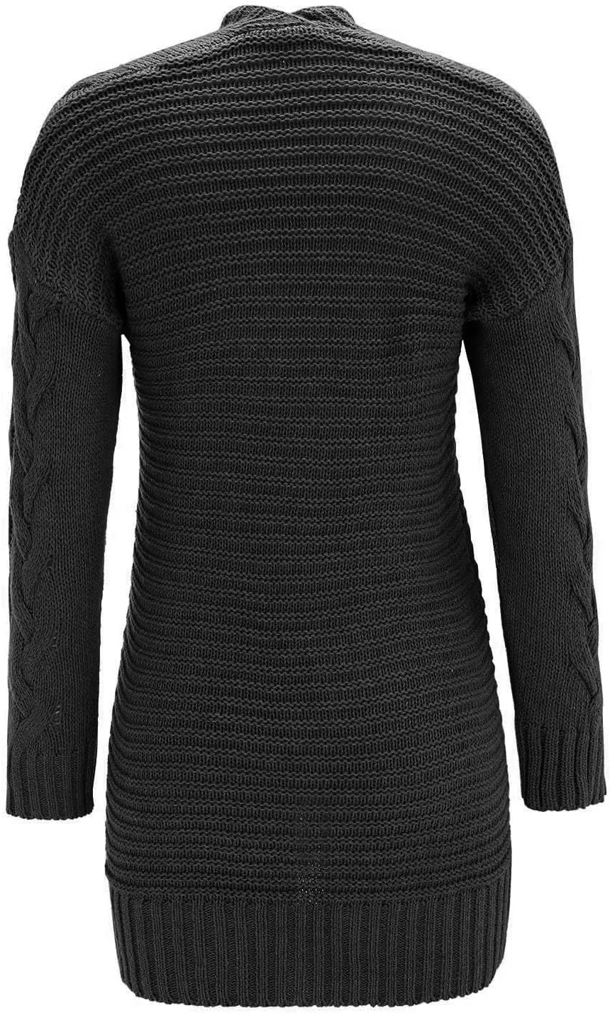 Long Cardigan Sweaters for Women Trendy Chunky Cable Knit Cardigans Open Front Long Sleeve Sweater Coat Outerwear