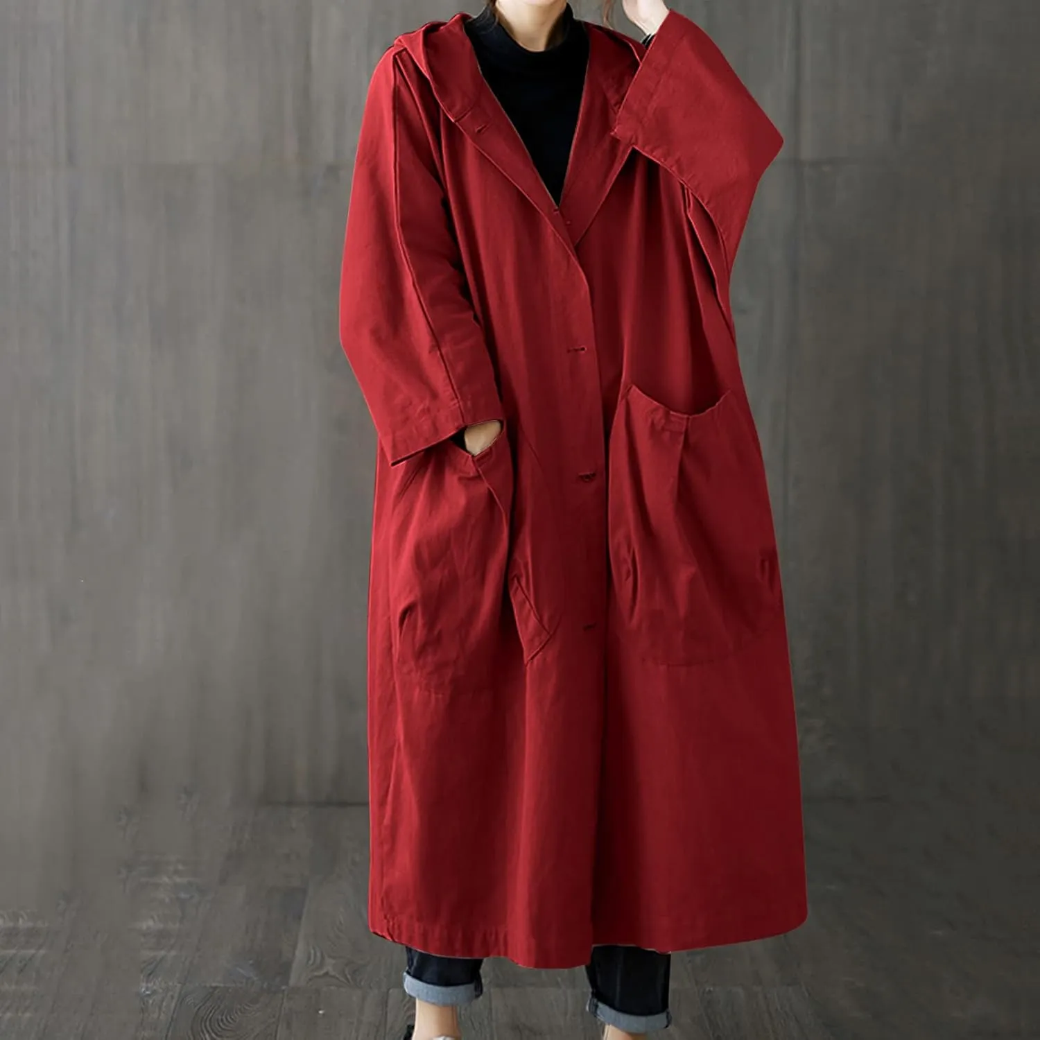 Long Double Breasted Windbreaker Coat Womens Outwear Lapel Women'S Coat Double Breasted Lapel Fall Coats for Women