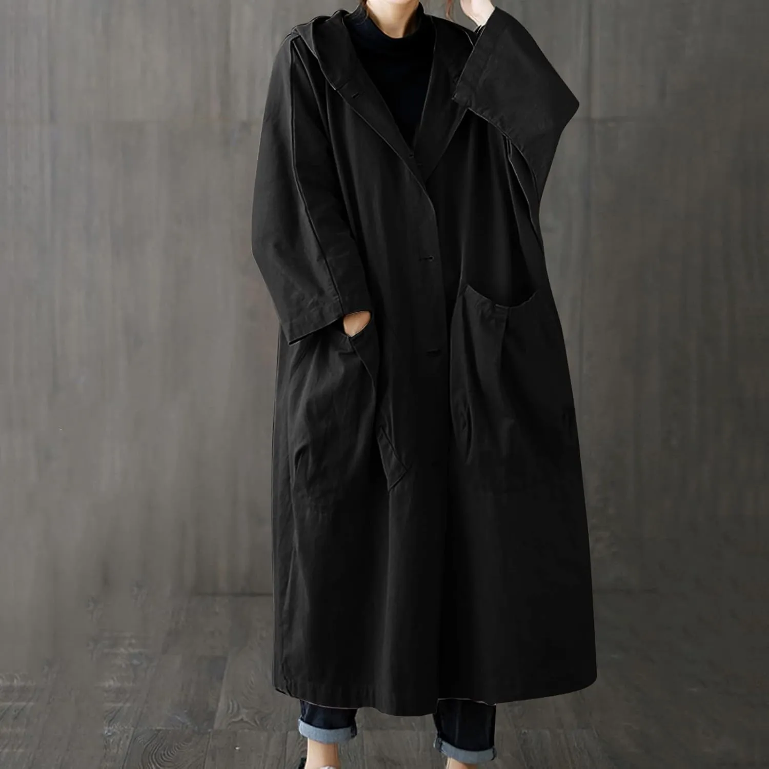 Long Double Breasted Windbreaker Coat Womens Outwear Lapel Women'S Coat Double Breasted Lapel Fall Coats for Women