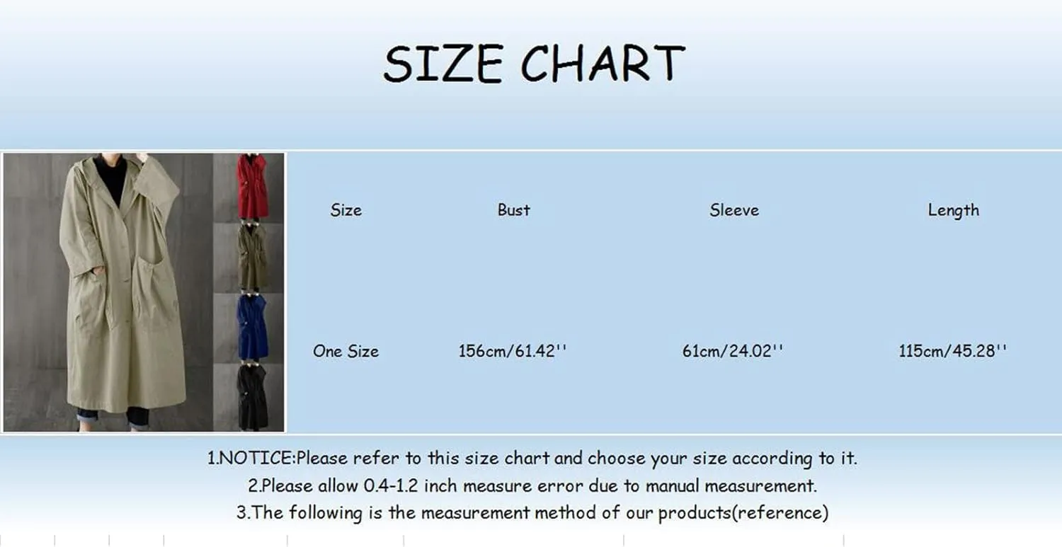 Long Double Breasted Windbreaker Coat Womens Outwear Lapel Women'S Coat Double Breasted Lapel Fall Coats for Women