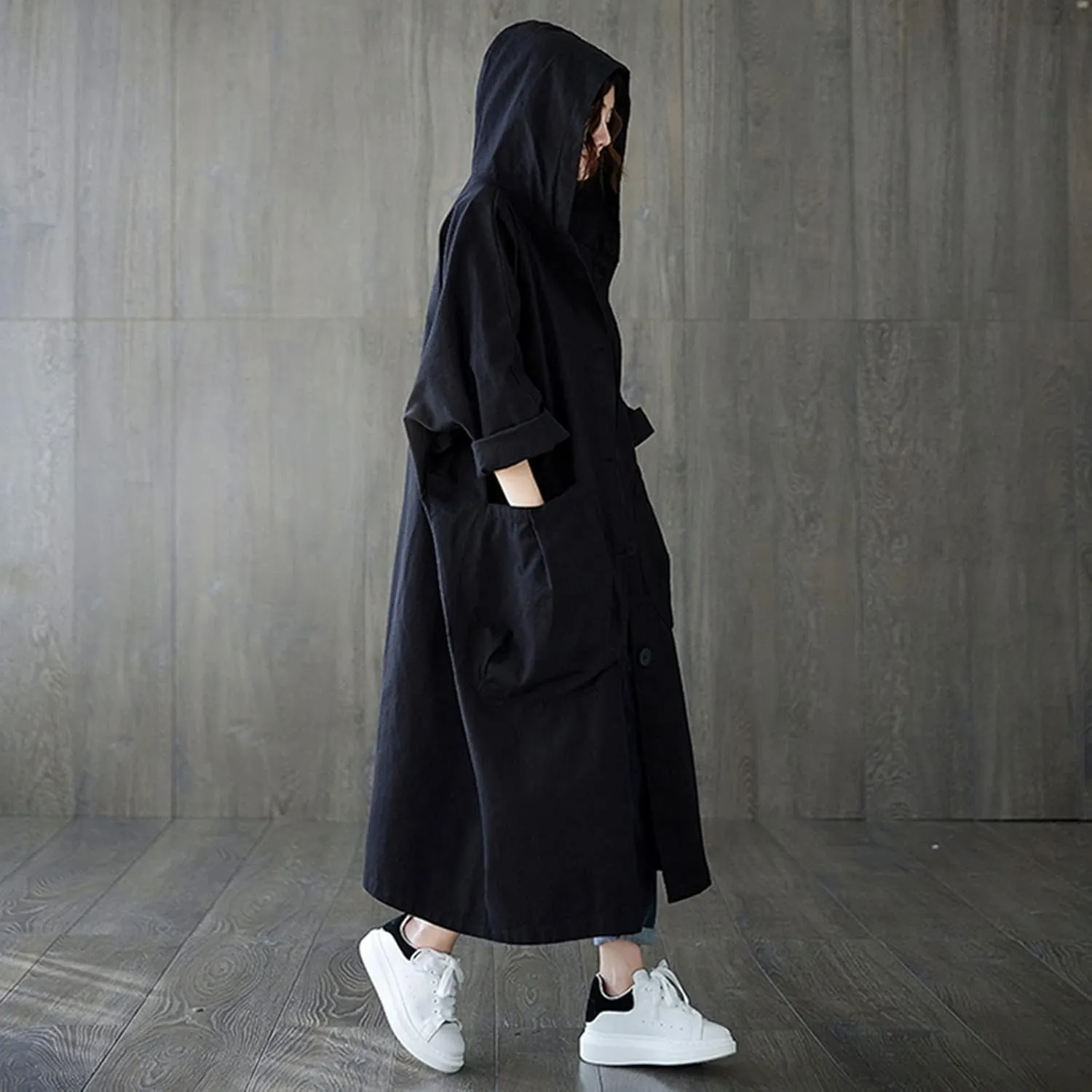 Long Double Breasted Windbreaker Coat Womens Outwear Lapel Women'S Coat Double Breasted Lapel Fall Coats for Women