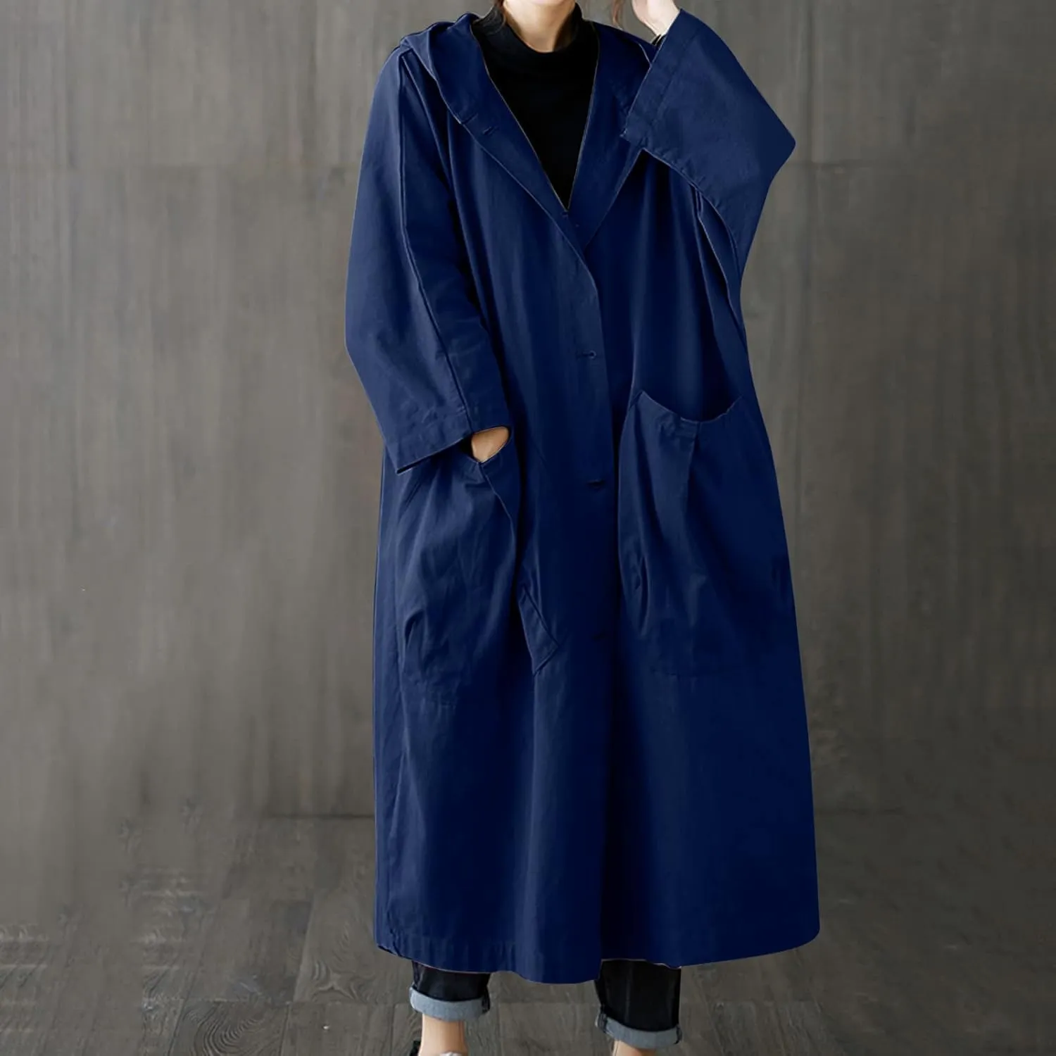 Long Double Breasted Windbreaker Coat Womens Outwear Lapel Women'S Coat Double Breasted Lapel Fall Coats for Women