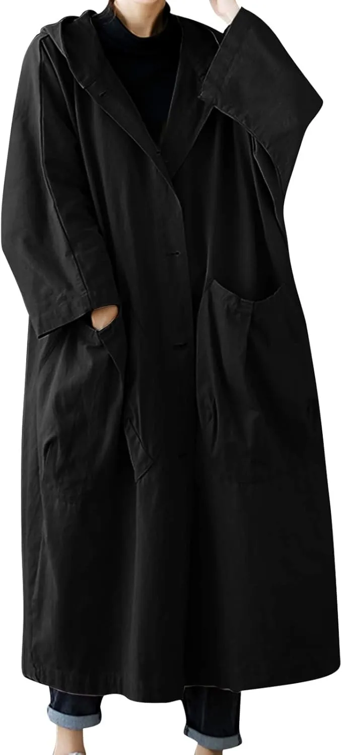 Long Double Breasted Windbreaker Coat Womens Outwear Lapel Women'S Coat Double Breasted Lapel Fall Coats for Women