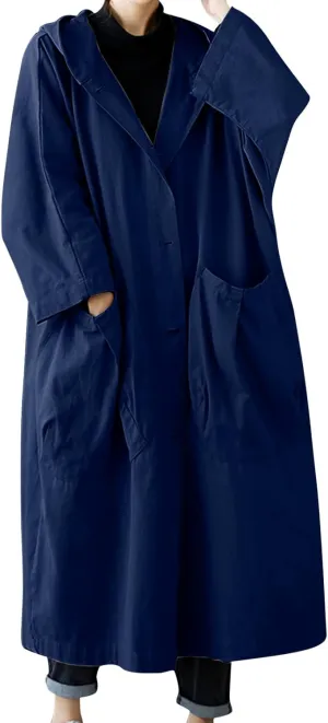 Long Double Breasted Windbreaker Coat Womens Outwear Lapel Women'S Coat Double Breasted Lapel Fall Coats for Women